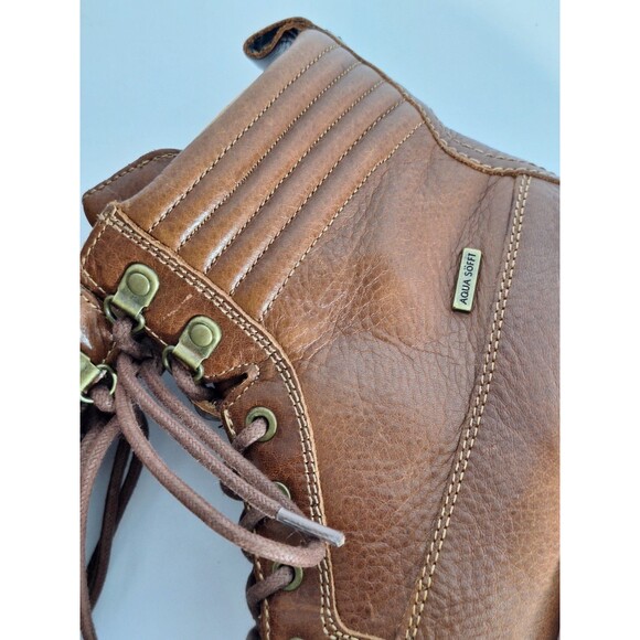 Sofft Aqua Leather Ankle Boots Women Sz 6.5M Zip Lace Up Brown Western Outdoors - Picture 11 of 14